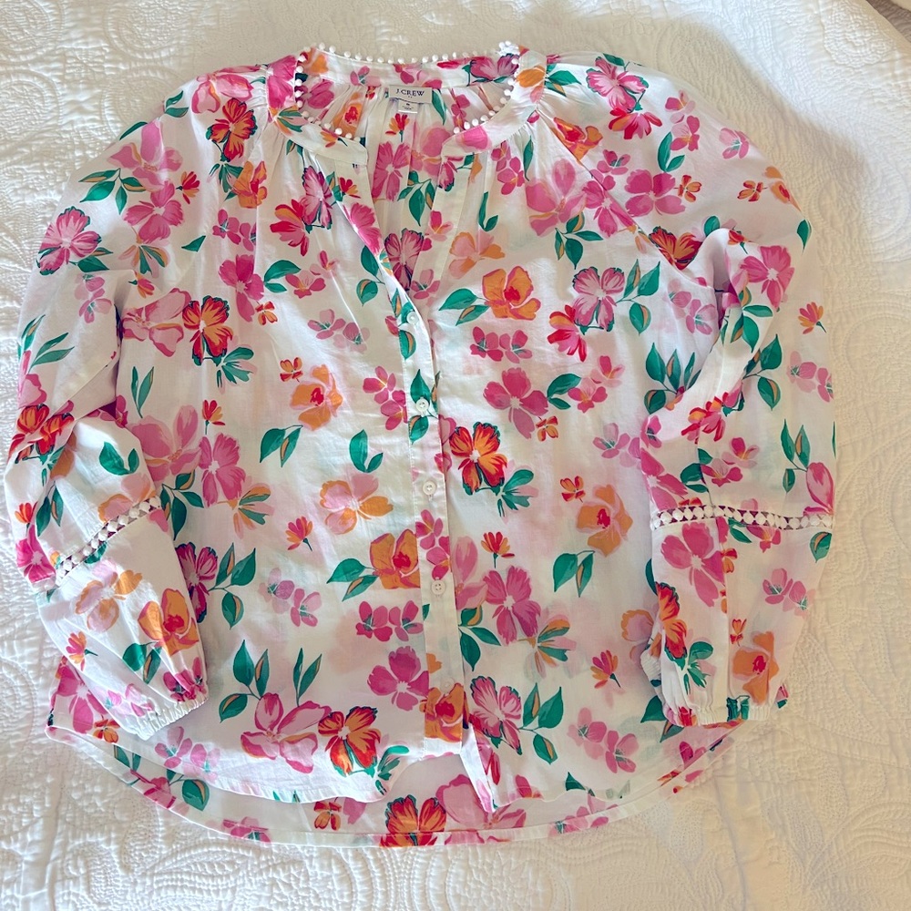 J Crew Factory Floral Peasant Top - Size S